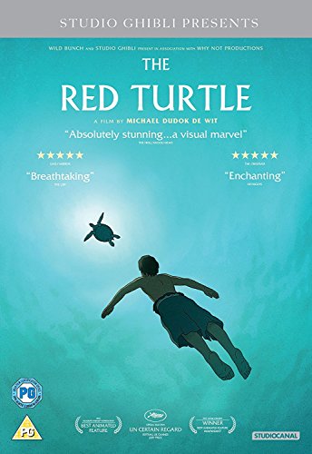 DVD cover for "The Red Turtle" showing a boy swimming with a turtle.