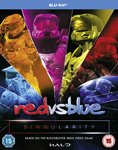 “Red vs Blue: Singularity” Blu-ray cover featuring armored figures in red and blue.