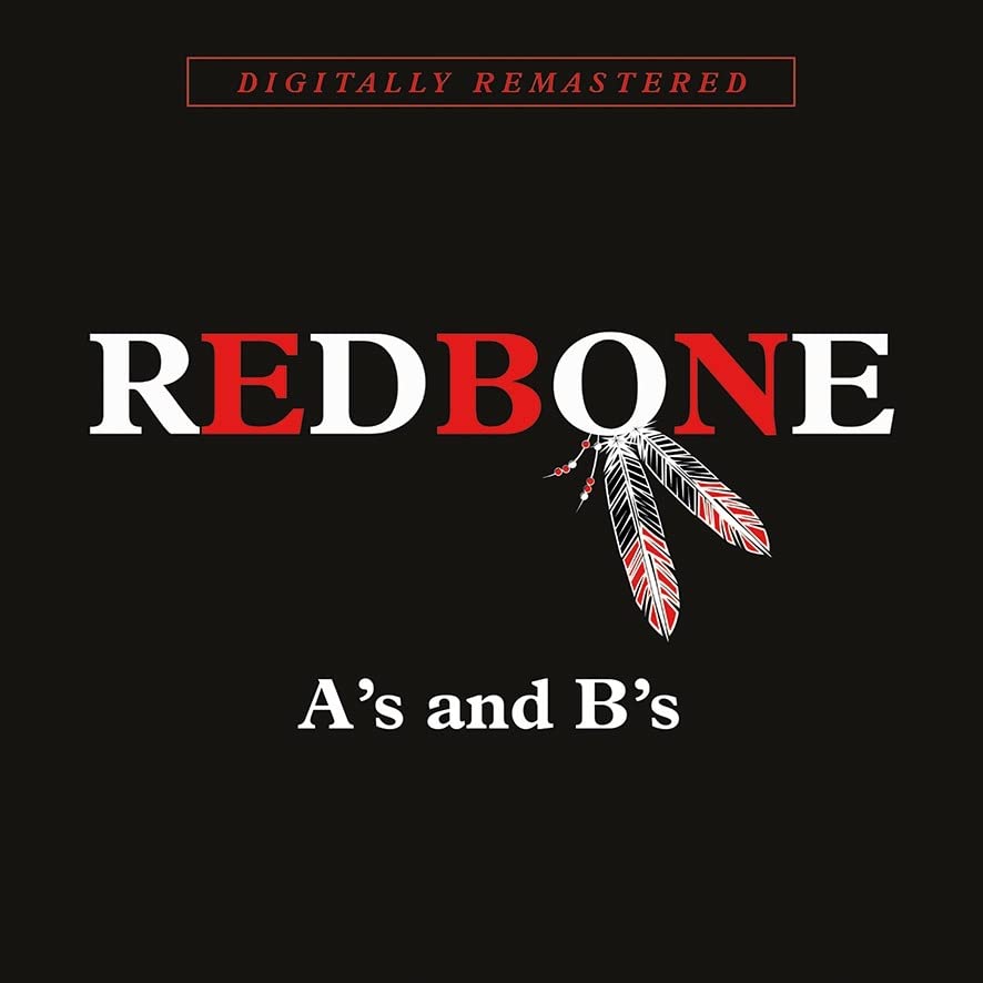 Redbone album cover: black background with red text and feather illustration.