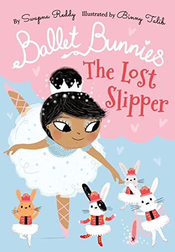 Book cover: ballerina bunny with three smaller bunnies, pink accents.