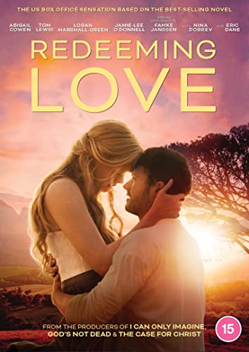 A man and woman embrace against a sunset landscape on the Redeeming Love DVD cover.