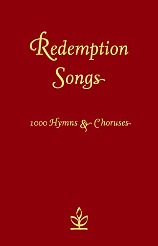 Red book cover with gold text: "Redemption Songs, 1000 Hymns & Choruses.