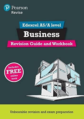 Pearson Revise Edexcel AS/A level Business Revision Guide and Workbook cover with building illustration.