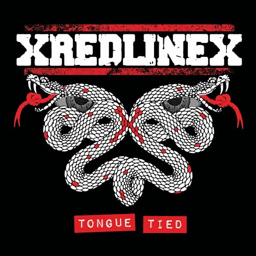 Album art with two white snakes, red tongues, and the text XREDLINEX and TONGUE TIED.