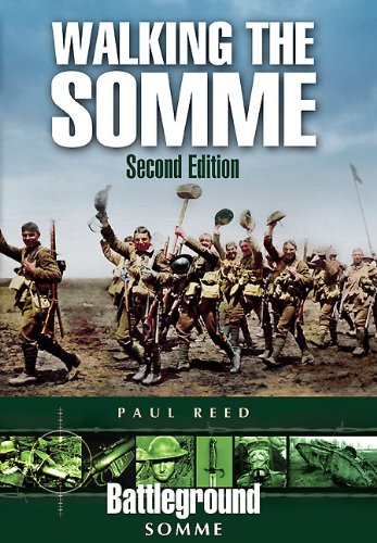 Book cover: “Walking the Somme” with a historical photo of soldiers.
