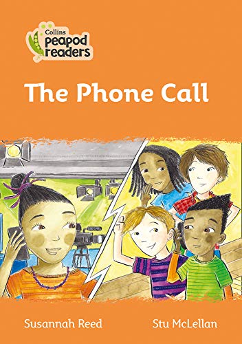 Book cover: “The Phone Call” with children and a lightning bolt illustration.