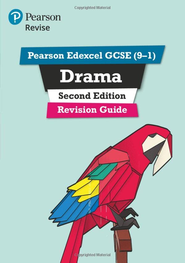 Pearson Revise Edexcel GCSE Drama revision guide cover featuring a geometric red parrot illustration.