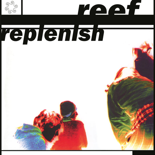 Album cover for Reef’s “Replenish” featuring figures and abstract design.