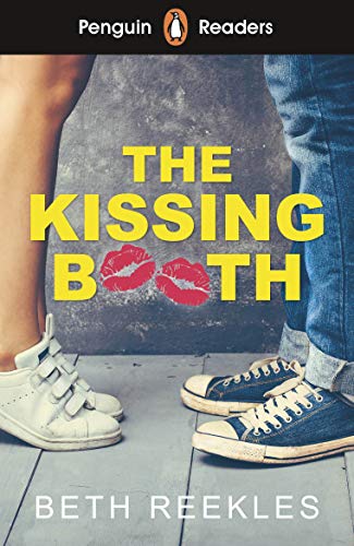 Book cover: "The Kissing Booth" with legs and kissing lips imagery.