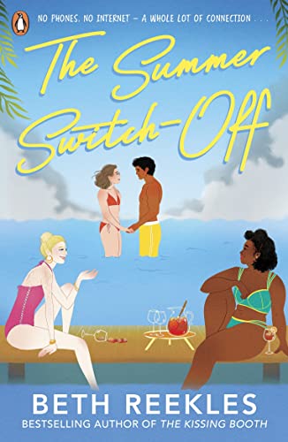 Book cover with illustrated people on a beach, titled "The Summer Switch-Off.