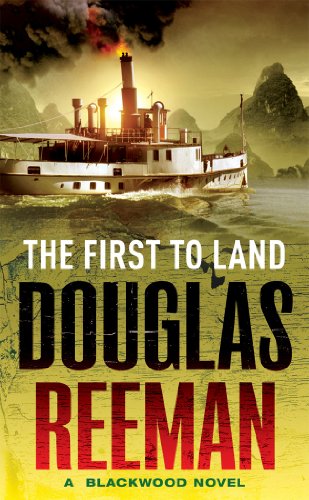 A steamship sails past mountains under a smoky sky on a book cover.