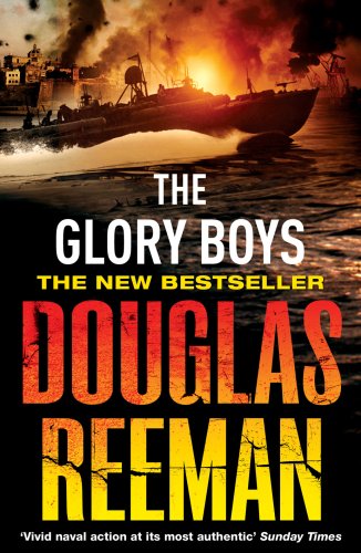 Book cover: wartime ships at sea, fiery sunset, author Douglas Reeman.