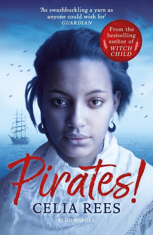 Book cover: young Black woman with pirate imagery and red title "Pirates!".