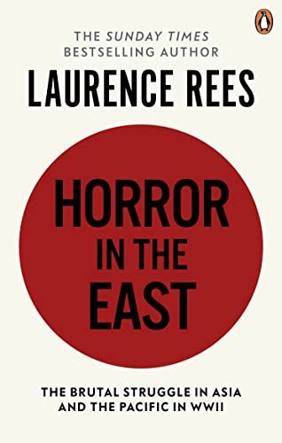 Book cover: "Horror In The East" with a large red circle and white text.