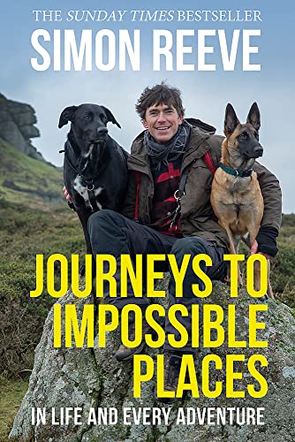 Book cover featuring a man with three dogs on a rocky hillside.