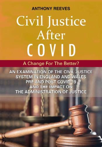Book cover: "Civil Justice After COVID" with scales of justice imagery.