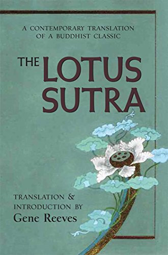 Book cover for "The Lotus Sutra" featuring a lotus flower illustration.