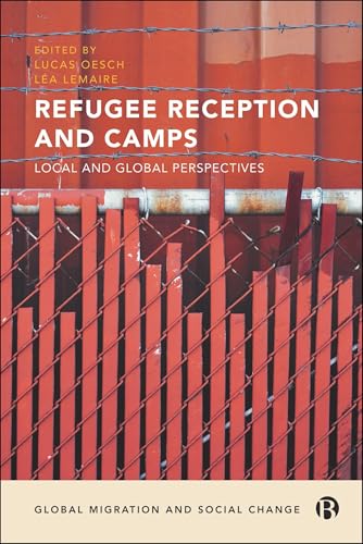 Book cover: “Refugee Reception and Camps” with a barbed wire fence image.