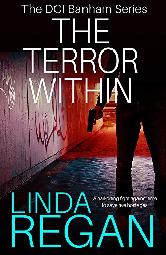 Book cover: person with gun near graffiti-covered wall, red lighting.
