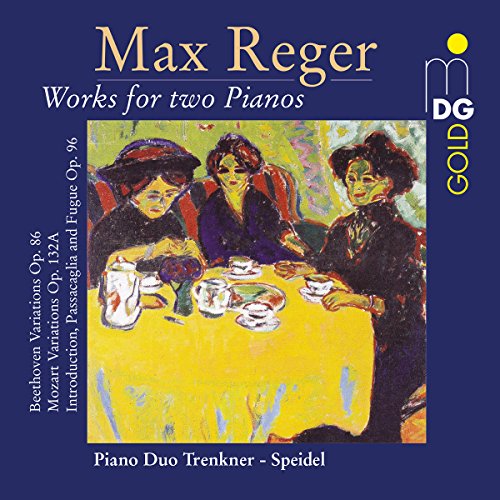 CD cover with blue background and painting of three women at a table.