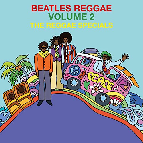 Album cover: illustrated group with a van, palm trees, and flowers.