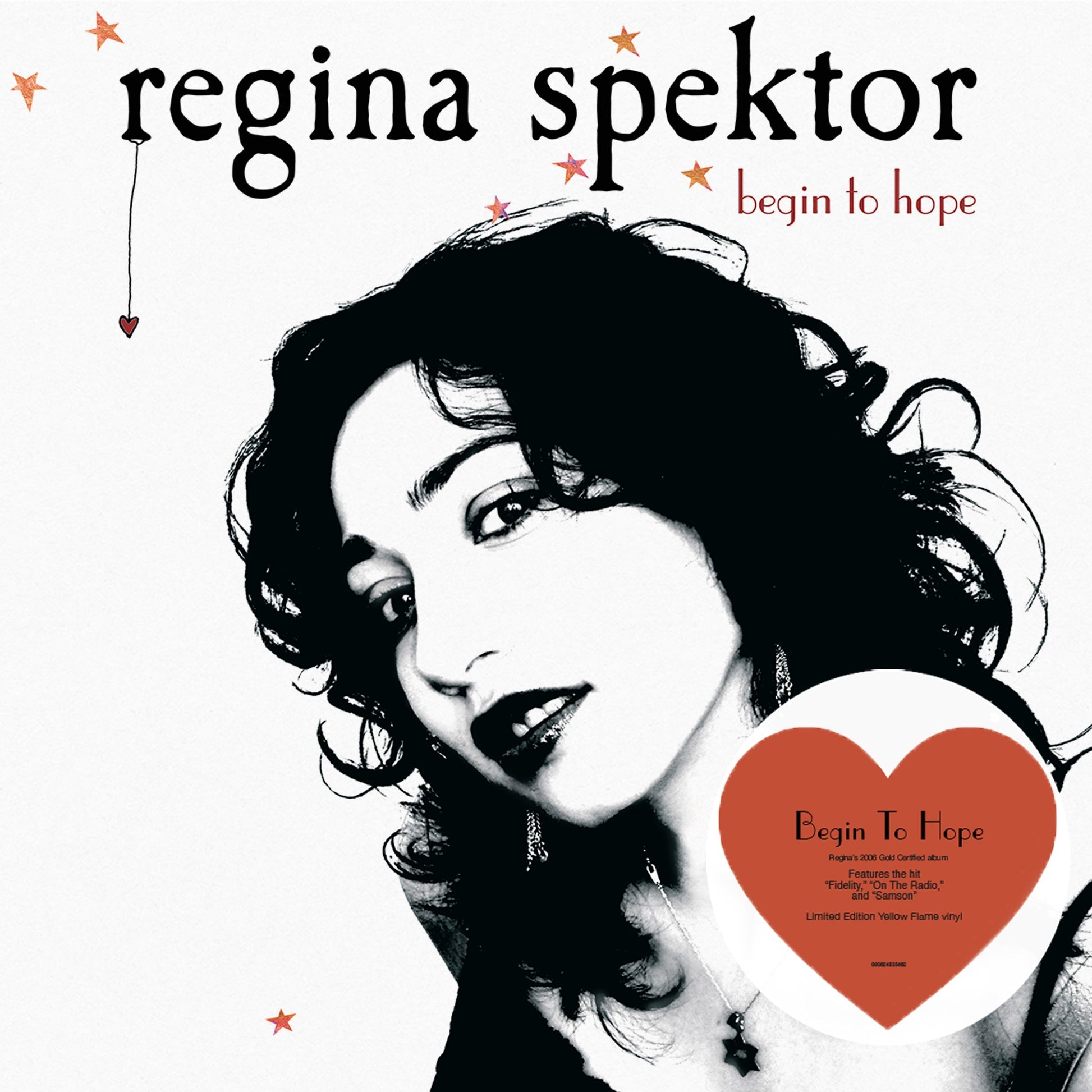Yellow vinyl record cover featuring Regina Spektor and a red heart.