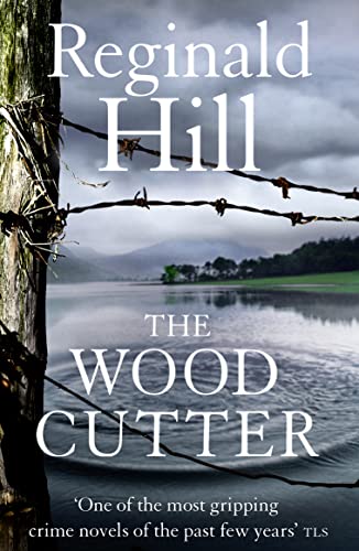 Book cover for "The Woodcutter" with a landscape and barbed wire.
