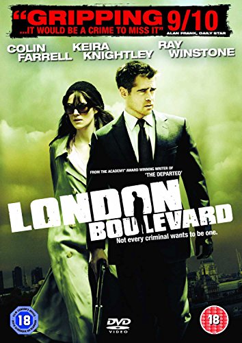 DVD cover for "London Boulevard" featuring a man and woman in dark attire.
