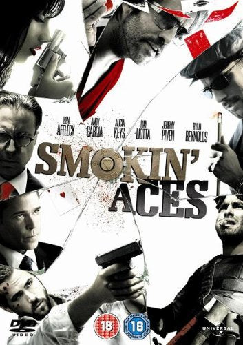 DVD cover for "Smokin' Aces" featuring multiple actors and guns.