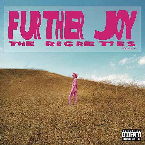CD cover for The Regrettes’ “Further Joy” featuring a pink figure in a field.