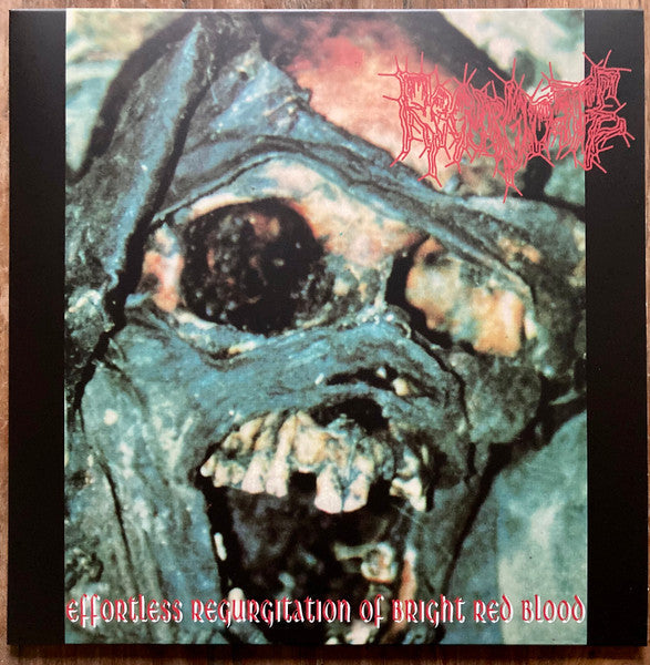 Vinyl record cover with distorted, graphic image of a screaming face.