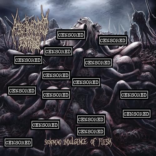 Dark album cover depicting distorted figures and obscured anatomical imagery.