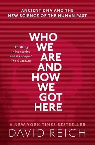Book cover with red background, horizontal lines, and a faint skull silhouette behind text.