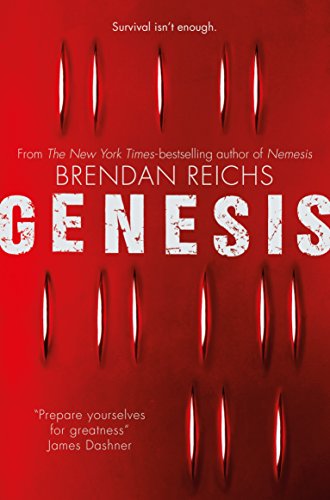 Red book cover with distressed white title "Genesis" and claw marks.