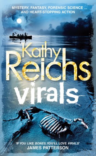 Book cover: "Virals" by Kathy Reichs, featuring a skeletal animal.