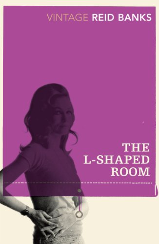 Book cover: purple background, woman’s silhouette, title “The L-Shaped Room”.