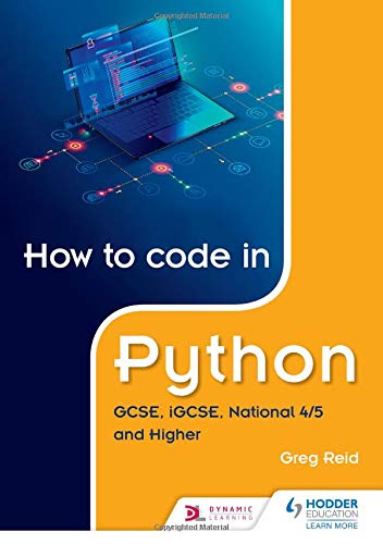 Book cover: “How to code in Python” with laptop and code imagery.