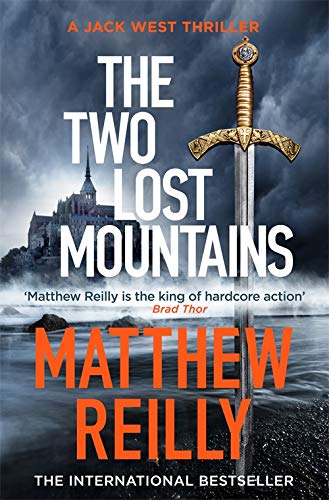Book cover featuring a sword standing on a beach before a castle under clouds.