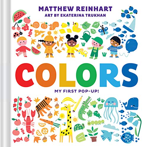 Book cover titled Colors featuring colorful illustrations of children, animals, and objects.