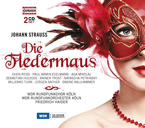 "CD cover featuring a woman wearing a red feathered mask and red jewelry."