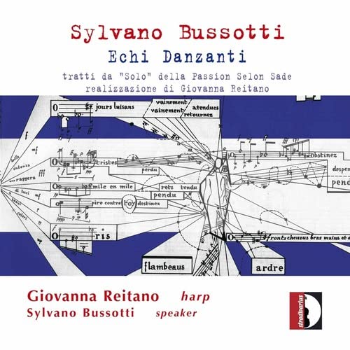 CD cover with abstract musical notation and text in red and black.