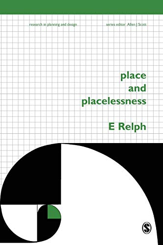 Book cover: "Place and Placelessness" by E Relph, with abstract design.