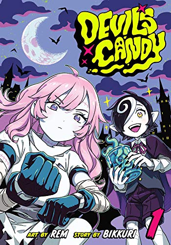 Comic book cover: two characters with a castle and moon backdrop.