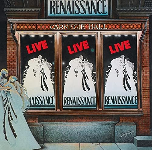 Renaissance album cover: Carnegie Hall concert illustration with figures in gowns.