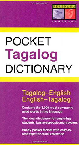 Small, portable Tagalog-English dictionary with blue and white cover.