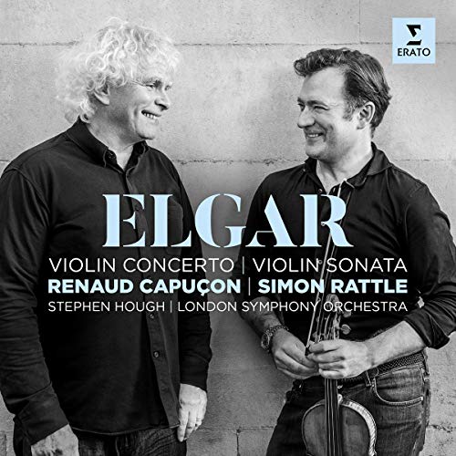 CD cover featuring two men and a violin, text reads "Elgar.