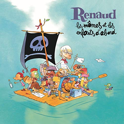 "CD cover art featuring cartoon characters on a raft with a Jolly Roger flag."