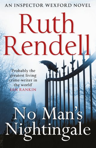 Book cover: Ruth Rendell's "No Man's Nightingale" with a raven and iron fence.