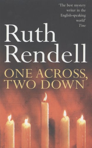 Book cover: "One Across, Two Down" by Ruth Rendell, with burning candles.
