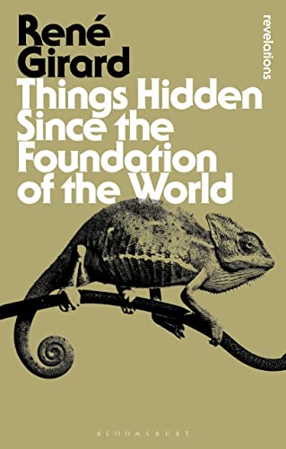 Book cover with a chameleon on a branch, titled Things Hidden Since the Foundation.